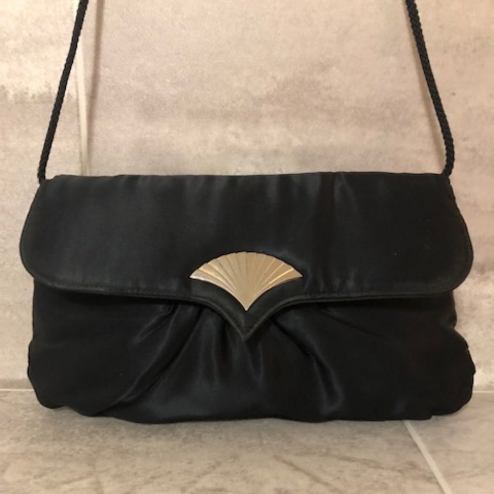 Black Satin Shoulder Bag EUC